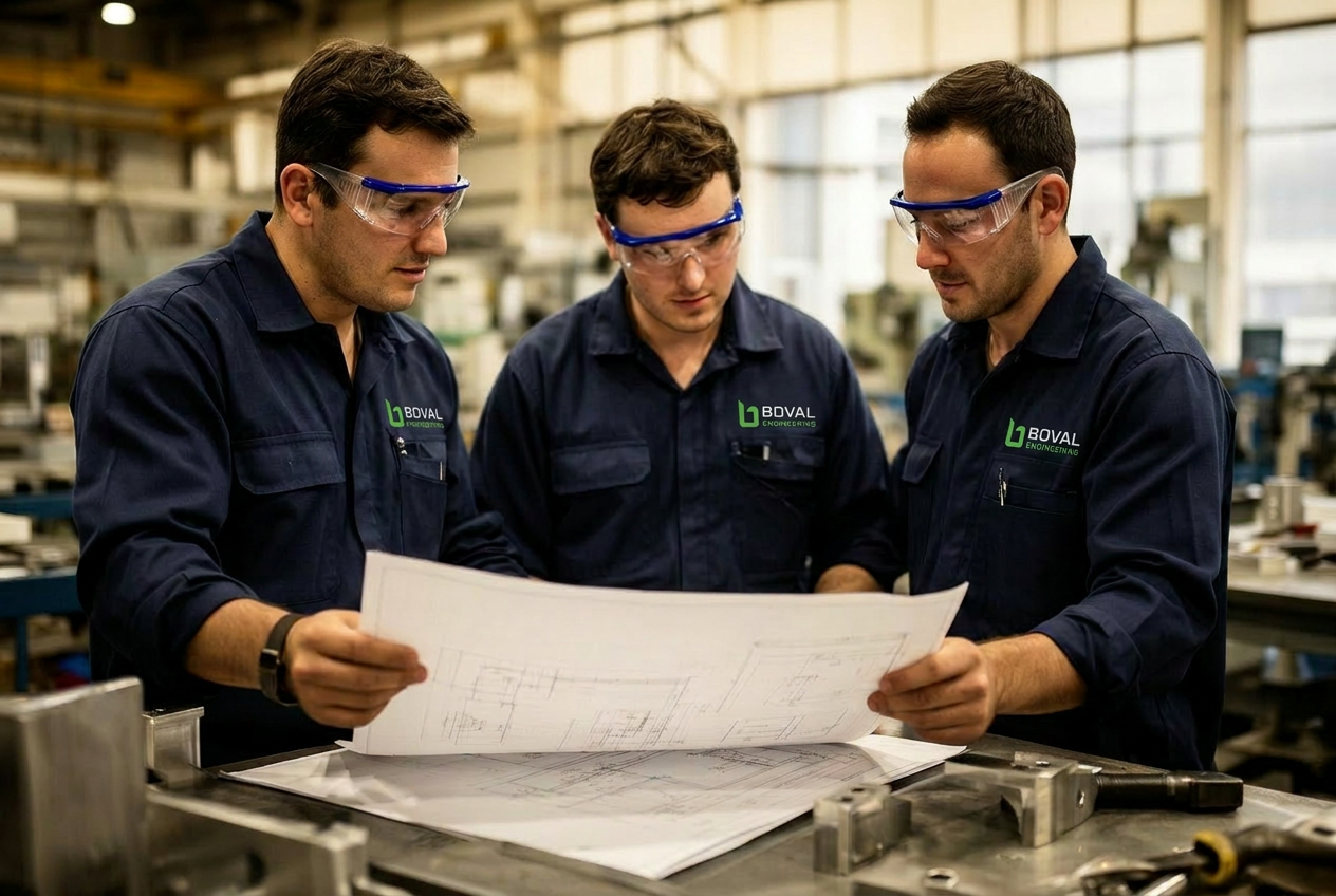 Boval engineer inspecting product